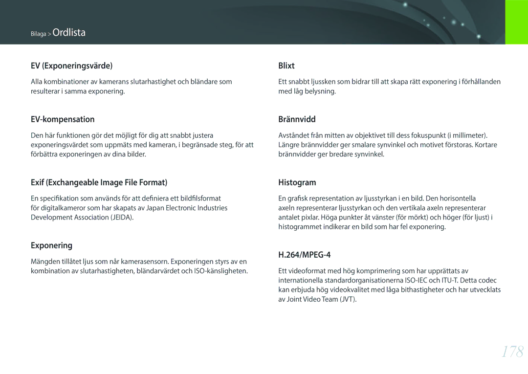 Samsung EV-NX3000BOISE, EV-NX3000BOHSE, EV-NX3000BOJDK, EV-NX3000BOJSE, EV-NX3000BOHDK, EV-NX3000BOIDK manual 178 