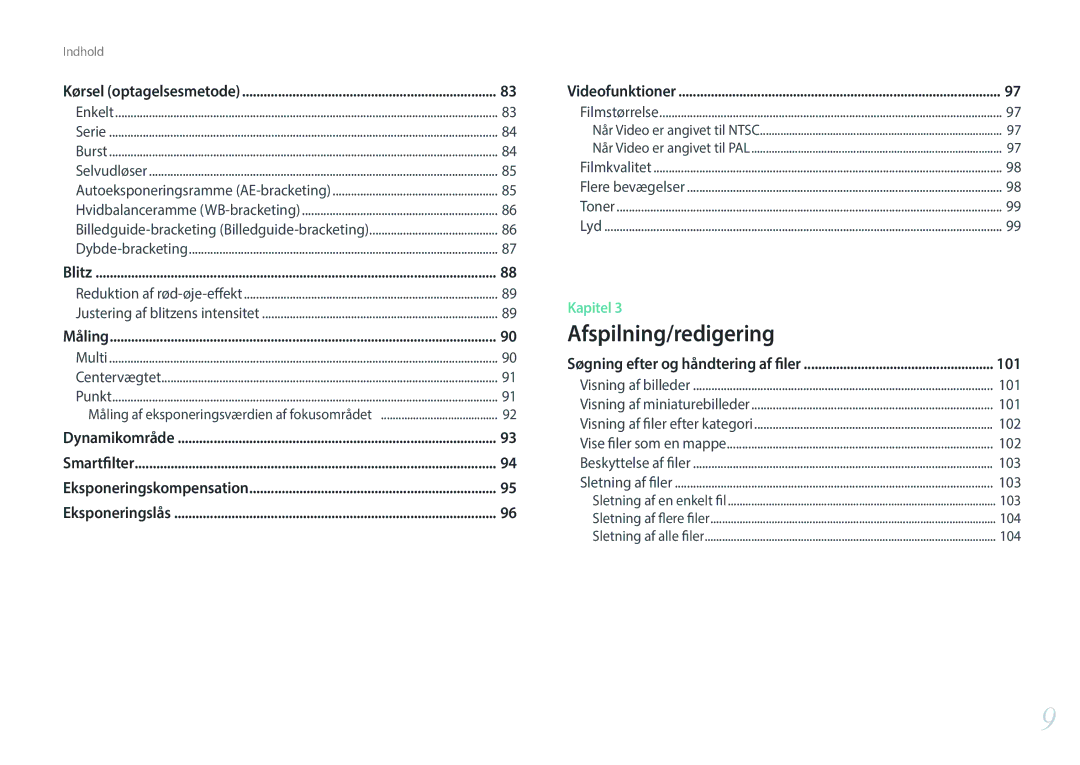 Samsung EV-NX3000BOIDK, EV-NX3000BOHSE, EV-NX3000BOJDK, EV-NX3000BOJSE, EV-NX3000BOHDK manual 102, 103, Vise filer som, 104 