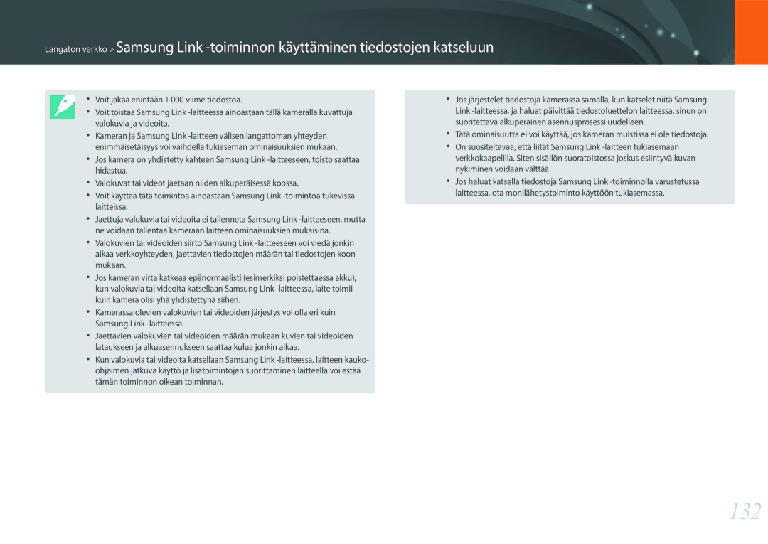 Samsung EV-NX3000BOJDK, EV-NX3000BOHSE, EV-NX3000BOJSE, EV-NX3000BOHDK, EV-NX3000BOIDK, EV-NX3000BOISE manual 132 