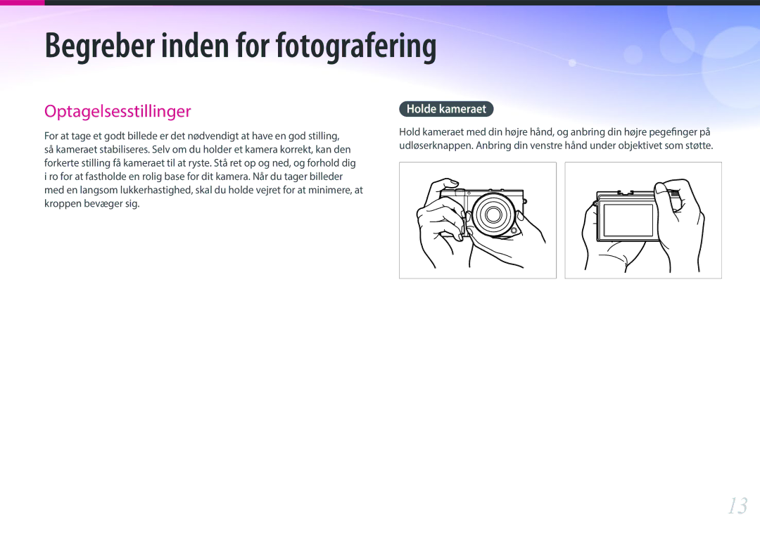 Samsung EV-NX3000BOJSE, EV-NX3000BOHSE, EV-NX3300BOBSE, EV-NX3000BOJDK, EV-NX3300BOWDK manual Begreber inden for fotografering 