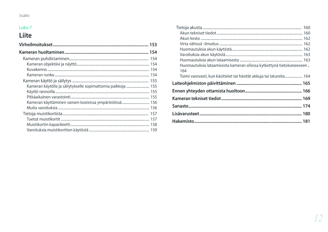 Samsung EV-NX3300BOWDK, EV-NX3000BOHSE, EV-NX3300BOBSE, EV-NX3000BOJDK, EV-NX3000BOJSE 153, 154, 165, 166, 169, 174, 180, 181 