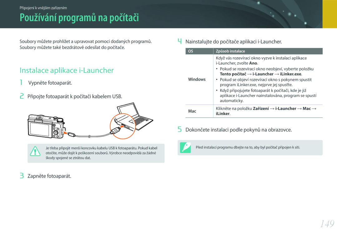 Samsung EV-NX3300BOWHU, EV-NX3000BOIAT 149, Instalace aplikace i-Launcher, Dokončete instalaci podle pokynů na obrazovce 