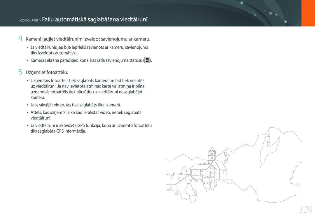 Samsung EV-NX3000BOHLV manual 120, Kamerā ļaujiet viedtālrunim izveidot savienojumu ar kameru, Uzņemiet fotoattēlu 