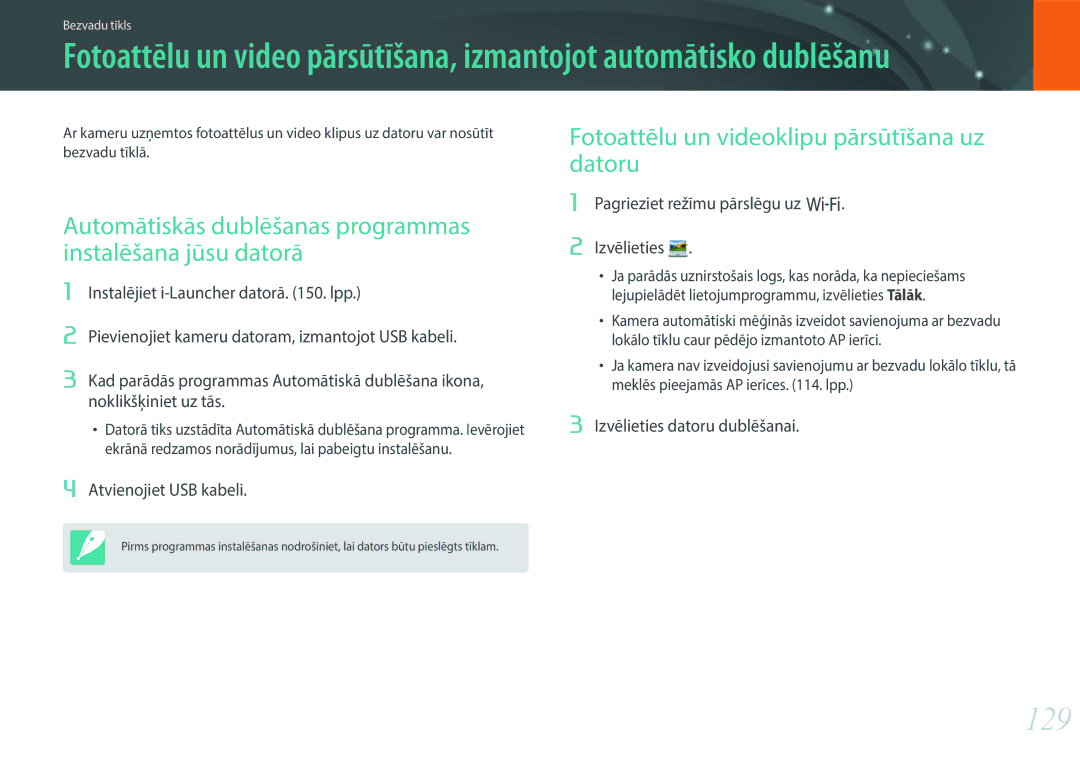 Samsung EV-NX3000BOHLV, EV-NX3000BOIDE, EV-NX3000BOILV manual 129, Fotoattēlu un videoklipu pārsūtīšana uz datoru 