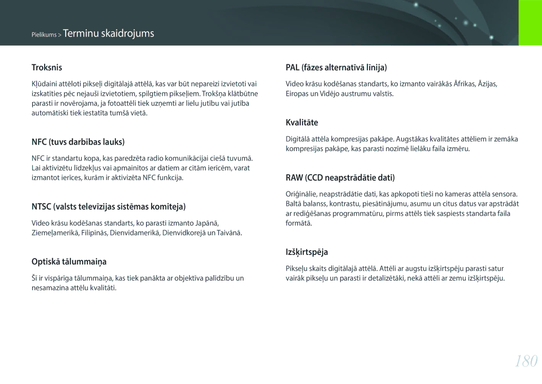 Samsung EV-NX3000BOHLV, EV-NX3000BOIDE, EV-NX3000BOILV manual 180 