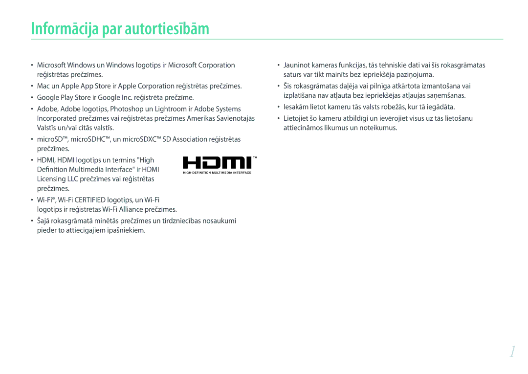 Samsung EV-NX3000BOILV, EV-NX3000BOIDE, EV-NX3000BOHLV manual Informācija par autortiesībām 