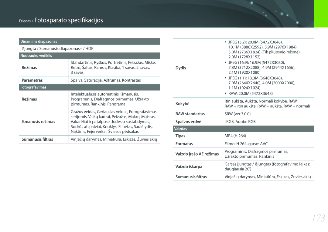 Samsung EV-NX3000BOIDE, EV-NX3000BOHLV, EV-NX3000BOILV manual 173 