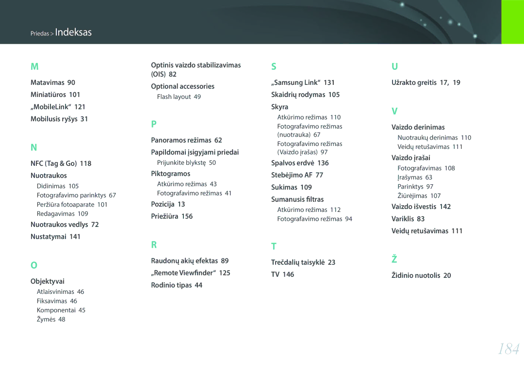 Samsung EV-NX3000BOILV manual 184, Atlaisvinimas 46 Fiksavimas 46 Komponentai 45 Žymės, Flash layout, Prijunkite blykstę 