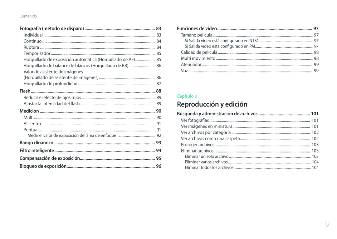 Samsung EV-NX3000BOIPT, EV-NX3000BOIFR, EV-NX3000BOHES, EV-NX3000BOHAT, EV-NX3000BOIES manual 101, 102, 103, 104 