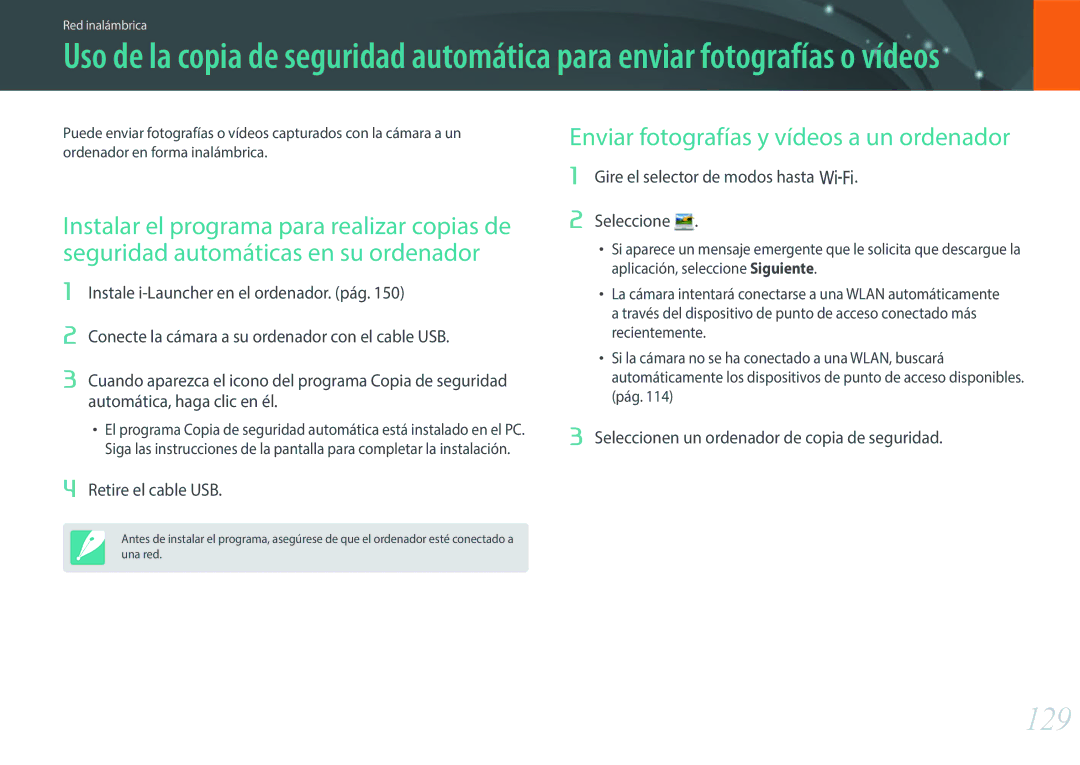 Samsung EV-NX3000BOIPT, EV-NX3000BOIFR, EV-NX3000BOHES 129, Enviar fotografías y vídeos a un ordenador, Retire el cable USB 