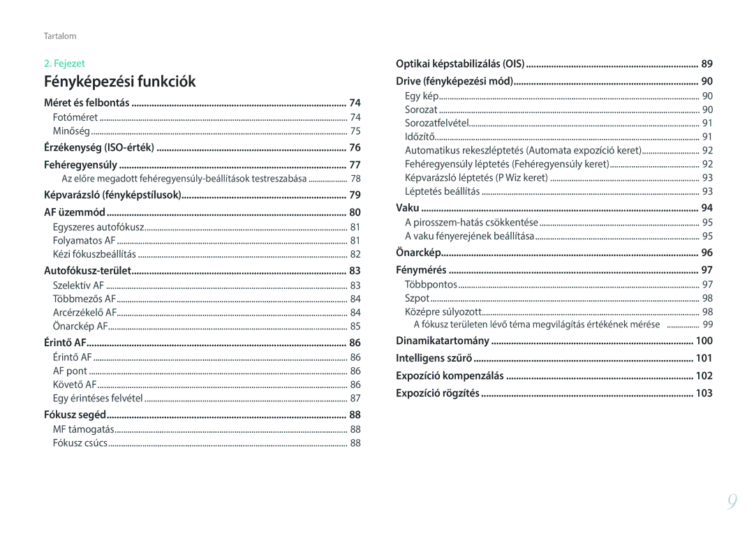 Samsung EV-NX300MBSTDE, EV-NX300MBQUDE, EV-NX300MBSVDE manual 100, 101, 102, 103 