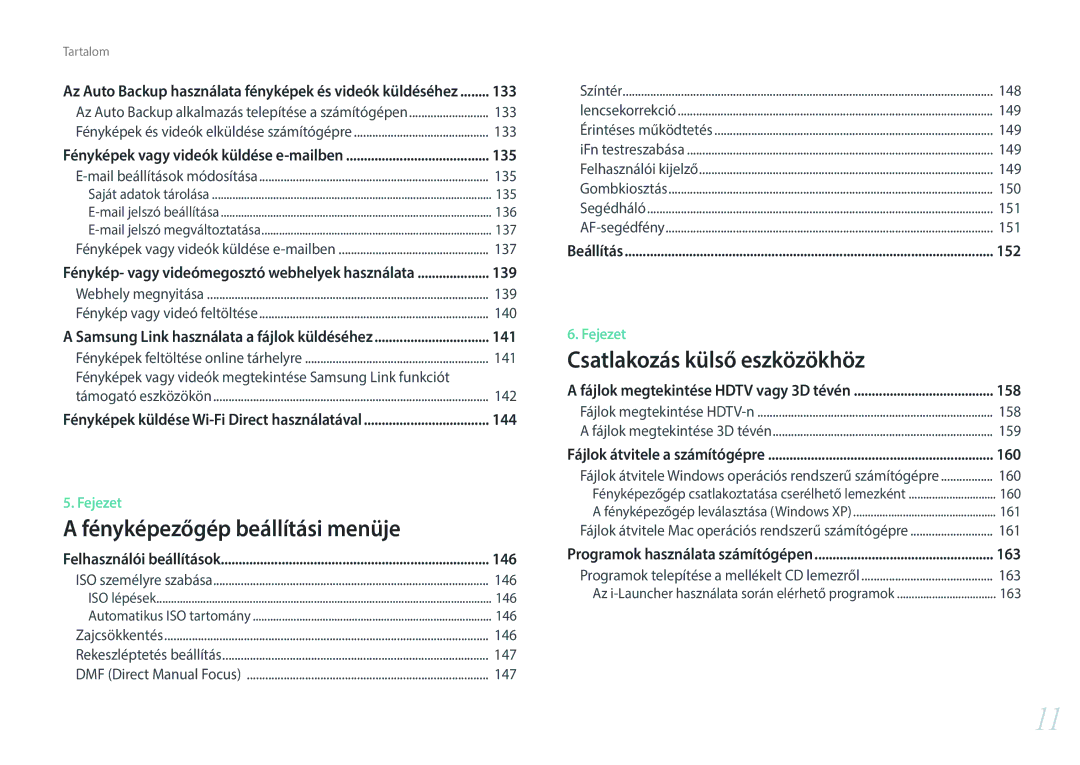 Samsung EV-NX300MBQUDE, EV-NX300MBSTDE, EV-NX300MBSVDE manual 133, 135, 139, 141, 144, 146, 152, 158, 160, 163 