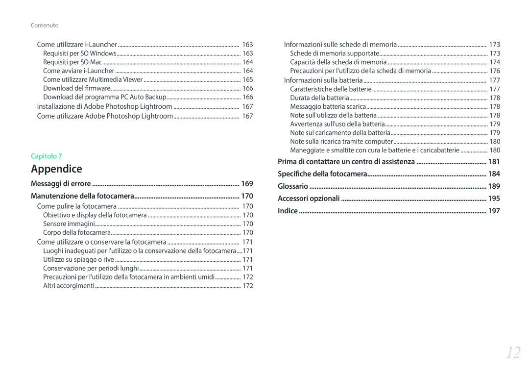 Samsung EV-NX300MBSTTR, EV-NX300MBSVDE manual 169, 170, 181, 184, 189, 195, 197 