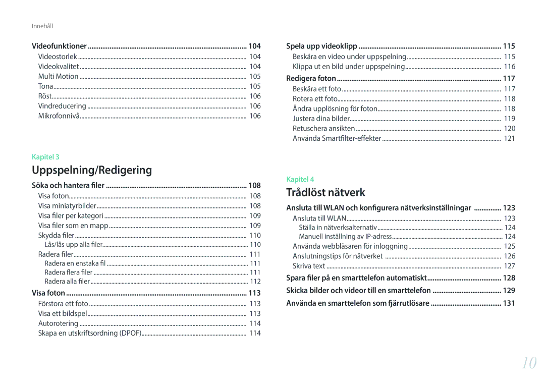 Samsung EV-NX300MBQUSE, EV-NX300MBSVSE, EV-NX300MBSTSE manual 104, 105, 106, 109, 110, 111, 121 