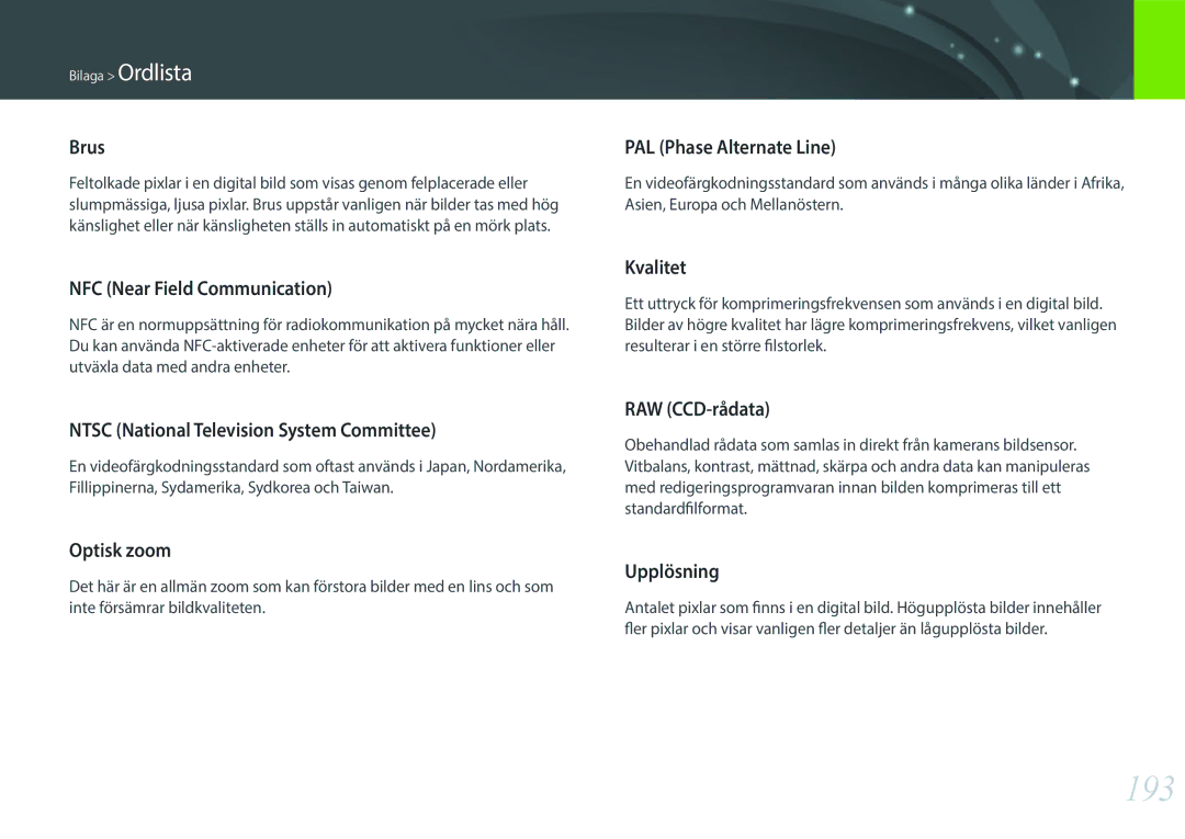 Samsung EV-NX300MBQUSE, EV-NX300MBSVSE, EV-NX300MBSTSE manual 193 