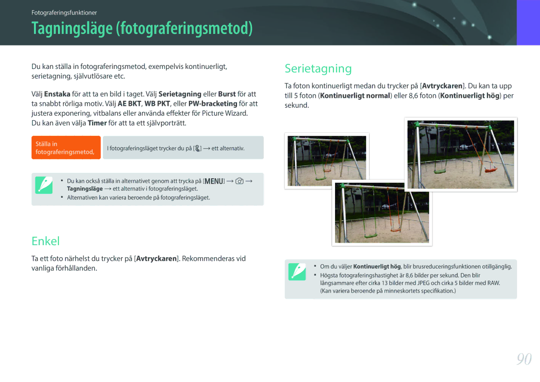 Samsung EV-NX300MBSTSE manual Tagningsläge fotograferingsmetod, Du kan även välja Timer för att ta ett självporträtt 