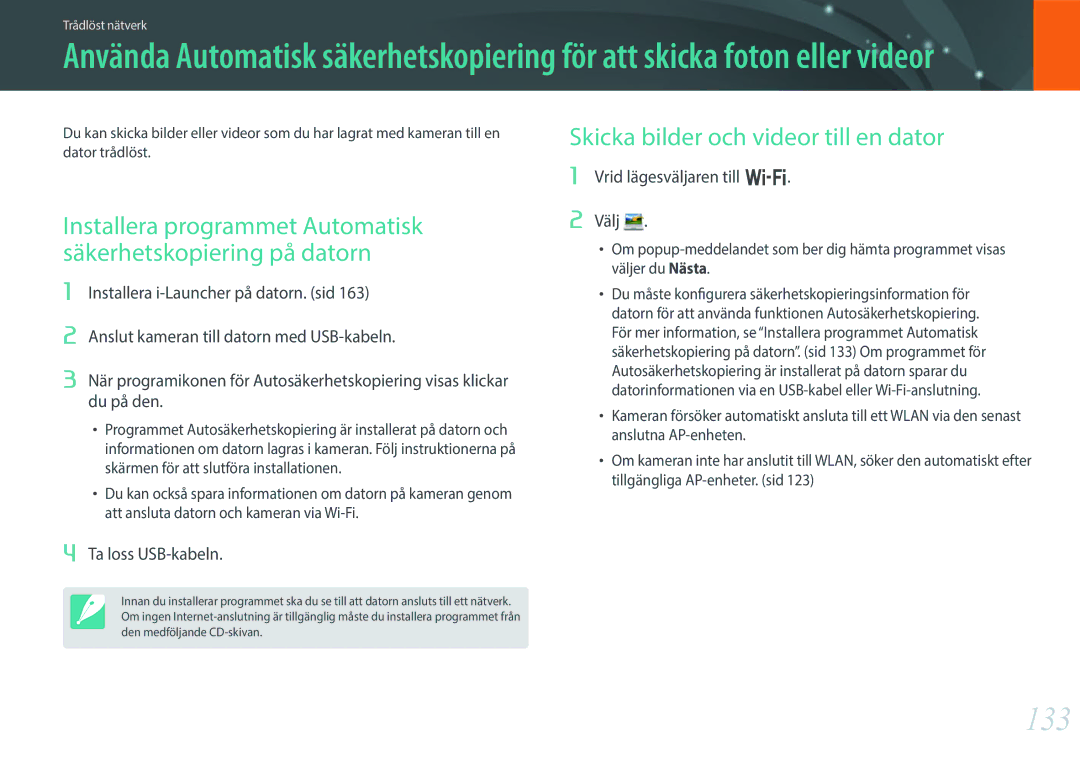 Samsung EV-NX300ZBATDK 133, Skicka bilder och videor till en dator, Vrid lägesväljaren till B Välj, Ta loss USB-kabeln 