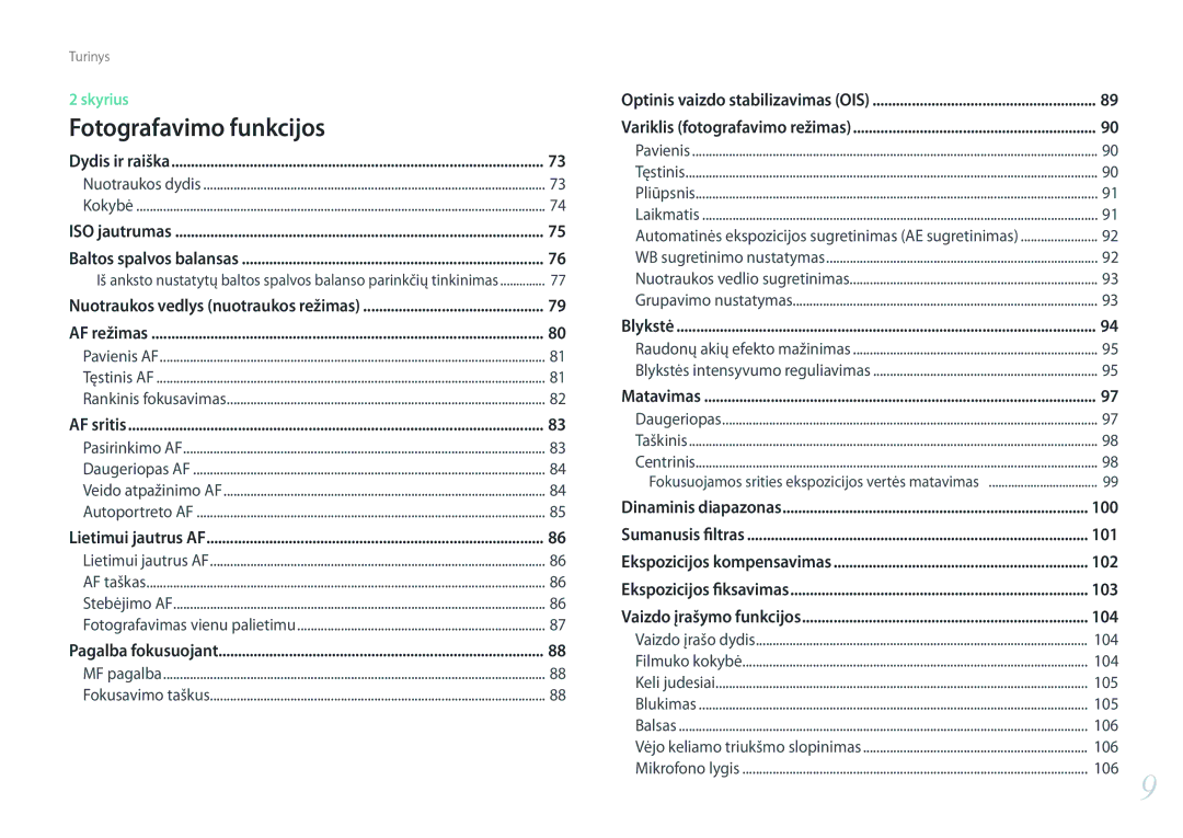 Samsung EV-NX300ZBSTLV, EV-NX300ZBQUDE, EV-NX300ZBQULV, EV-NX300ZBPULV manual 100, 102, 103, 104 