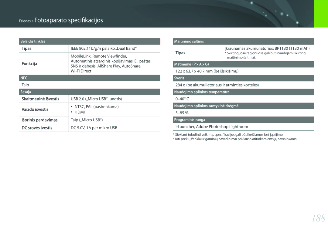 Samsung EV-NX300ZBQULV, EV-NX300ZBQUDE, EV-NX300ZBSTLV, EV-NX300ZBPULV manual 188 