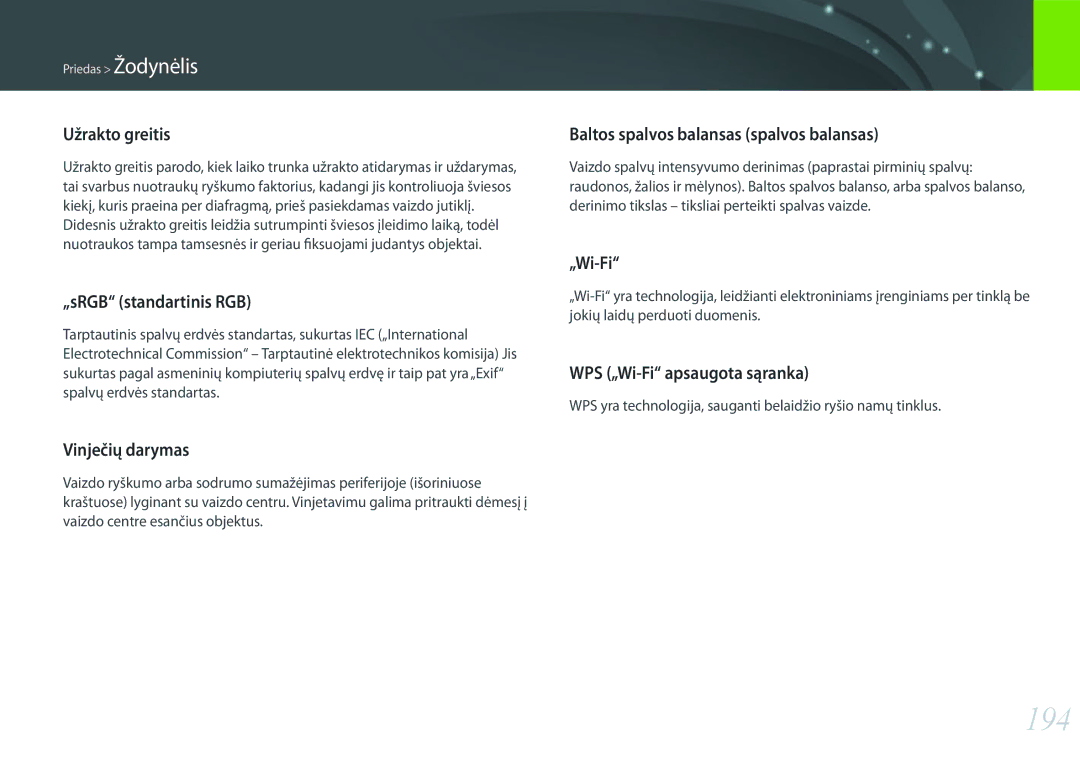 Samsung EV-NX300ZBPULV, EV-NX300ZBQUDE, EV-NX300ZBQULV, EV-NX300ZBSTLV manual 194 