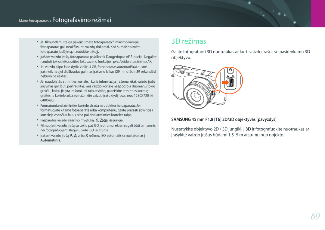 Samsung EV-NX300ZBSTLV, EV-NX300ZBQUDE, EV-NX300ZBQULV manual 3D režimas, Samsung 45 mm F1.8 T6 2D/3D objektyvas pavyzdys 