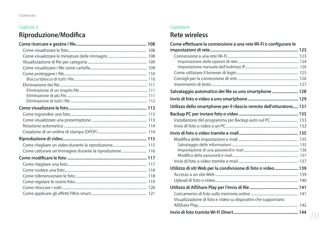 Samsung EV-NX300ZBSTIT, EV-NX300ZBQUIT manual 113, 115, 117, 123, 129, 131, 133, 135, 139 