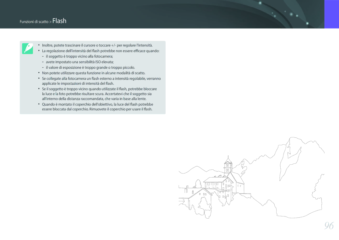 Samsung EV-NX300ZBSTIT, EV-NX300ZBQUIT manual Funzioni di scatto Flash 