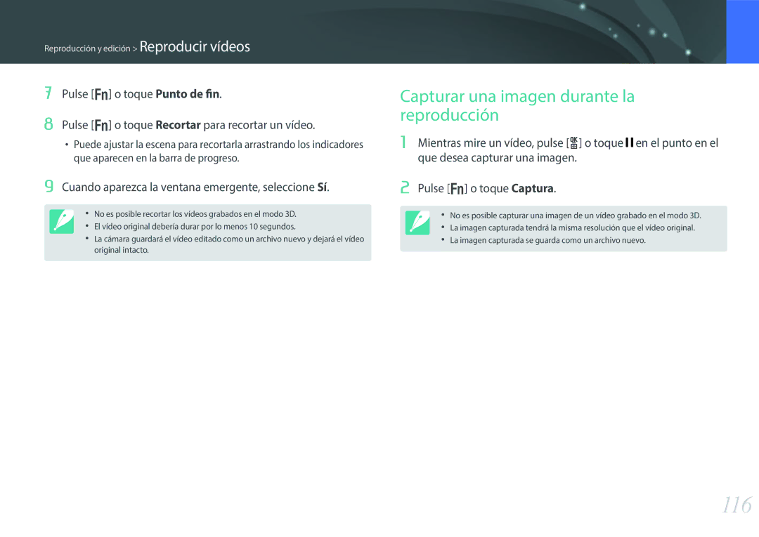 Samsung EV-NX300ZBSVIL, EV-NX300ZBQUPT, EV-NX300ZBUTES, EV-NX300ZBQUIL manual 116, Capturar una imagen durante la reproducción 