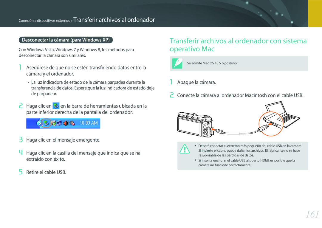 Samsung EV-NX300ZBQUIL, EV-NX300ZBQUPT, EV-NX300ZBUTES manual 161, Transferir archivos al ordenador con sistema operativo Mac 