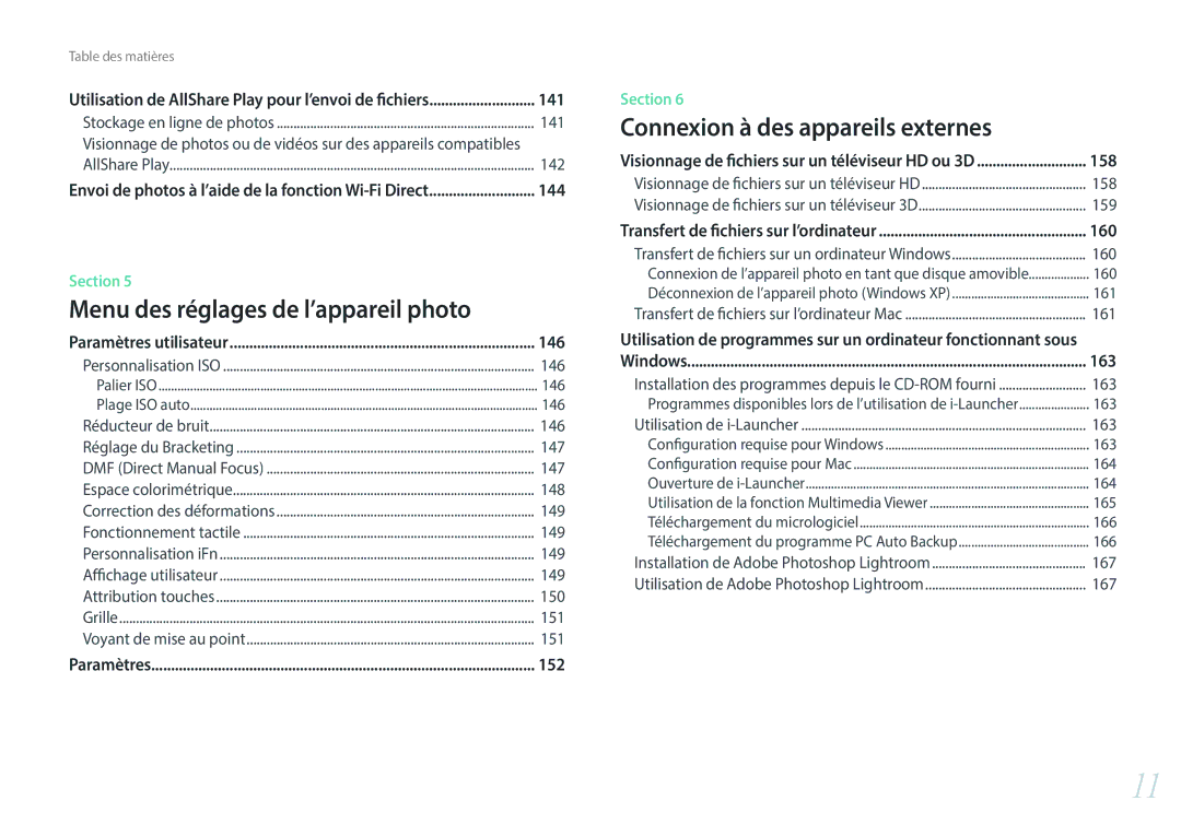 Samsung EV-NX300ZBSVFR, EV-NX300ZBQUFR, EV-NX300ZBFUFR, EV-NX300ZBSTFR manual 141, 142, 146, 152, 158, 160, 163 