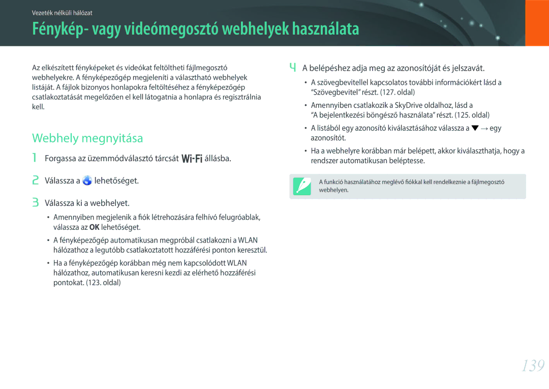 Samsung EV-NX300ZBATSE, EV-NX300ZBSVGR manual Fénykép- vagy videómegosztó webhelyek használata, 139, Webhely megnyitása 