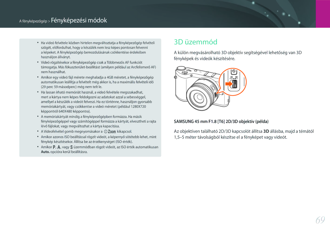 Samsung EV-NX300ZBSTPL, EV-NX300ZBSVGR, EV-NX300ZBUTDE manual 3D üzemmód, Samsung 45 mm F1.8 T6 2D/3D objektív példa 