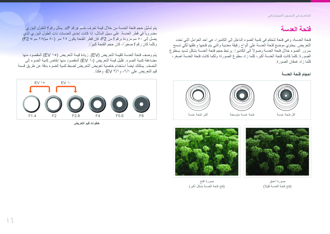 Samsung EV-NX300ZBPUWI, EV-NX300ZDUVZA, EV-NX300ZBQUWI, EV-NX300ZBUTM3, EV-NX300ZBSTWI, EV-NX300ZBSVSA manual ةسدعلا ةحتف 