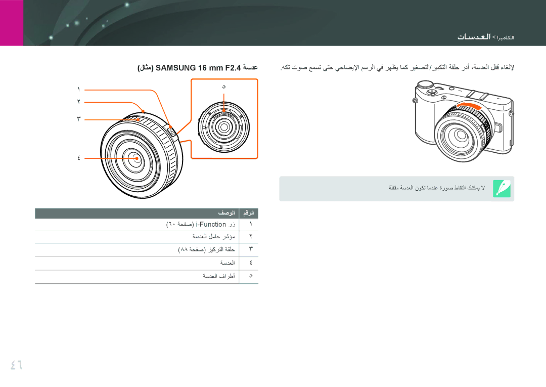 Samsung EV-NX300ZBQUSA, EV-NX300ZDUVZA, EV-NX300ZBPUWI, EV-NX300ZBQUWI manual ةلفقم ةسدعلا نوكت امدنع ةروص طاقتلا كنكمي لا 