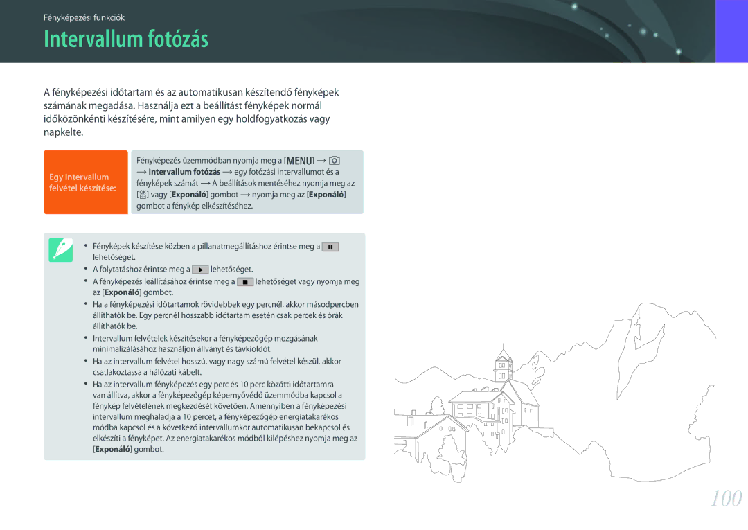 Samsung EV-NX30ZZBGBHU, EV-NX30ZZBGBDE, EV-NX30ZZBZBCZ, EV-NX30ZZBGBCH manual Intervallum fotózás, 100 