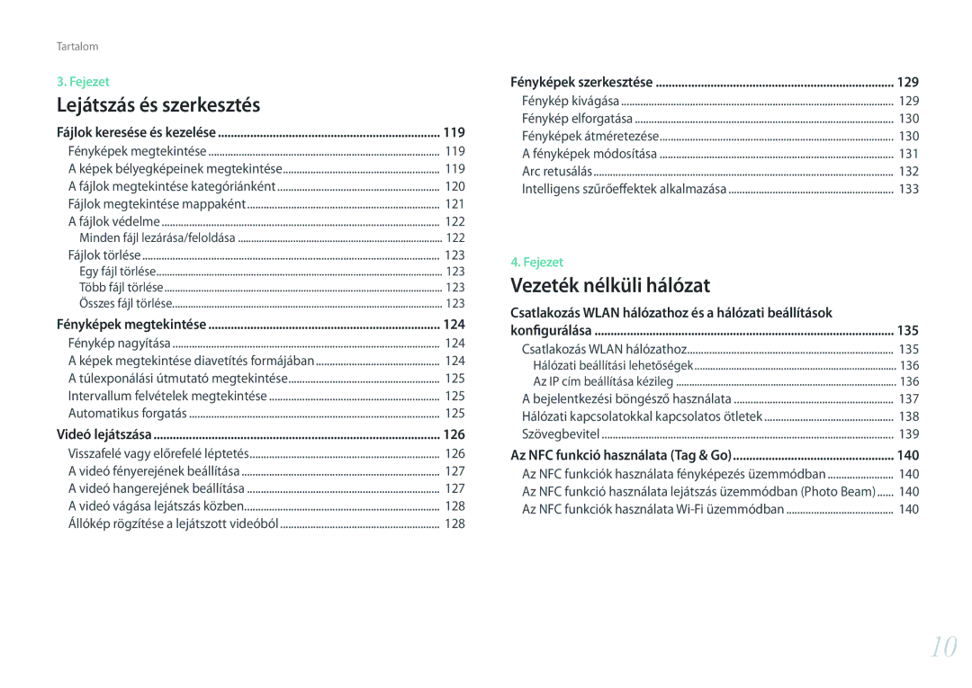 Samsung EV-NX30ZZBGBCH, EV-NX30ZZBGBDE, EV-NX30ZZBGBHU, EV-NX30ZZBZBCZ manual 119, 124, 126, 129, 135, 140 