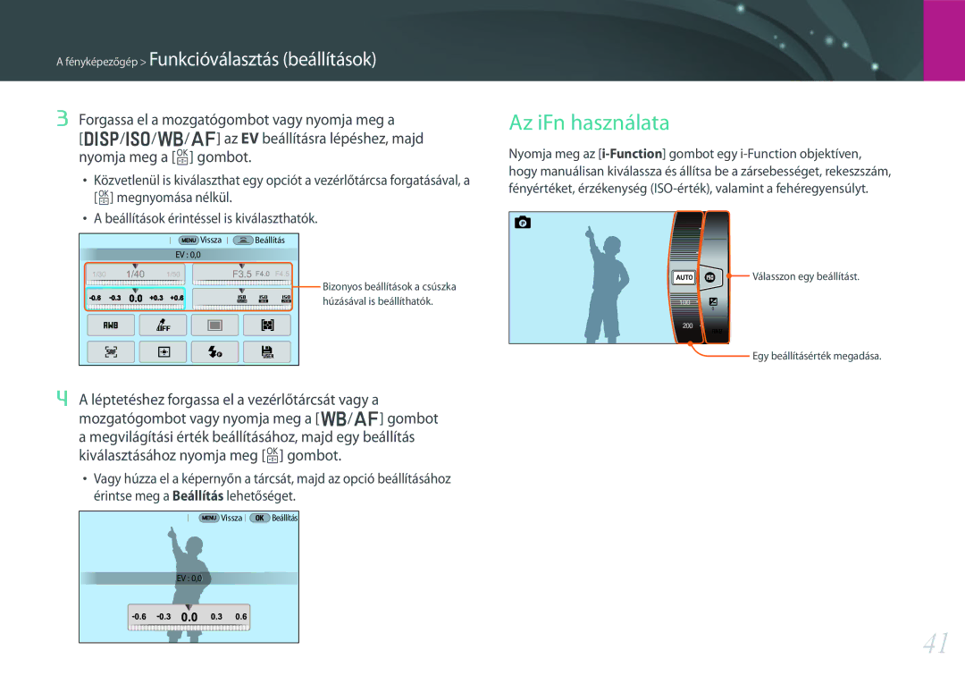 Samsung EV-NX30ZZBZBCZ, EV-NX30ZZBGBDE, EV-NX30ZZBGBHU, EV-NX30ZZBGBCH manual Az iFn használata 
