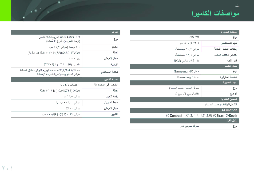 Samsung EV-NX30ZZBGBSA, EV-NX30ZZBGBDZ, EV-NX30ZZGGBME, EV-NX30ZZBGBRU, EV-NX30ZZGGBIR, EV-NX30ZZBGBJO اريماكلا تافصاوم, 201 