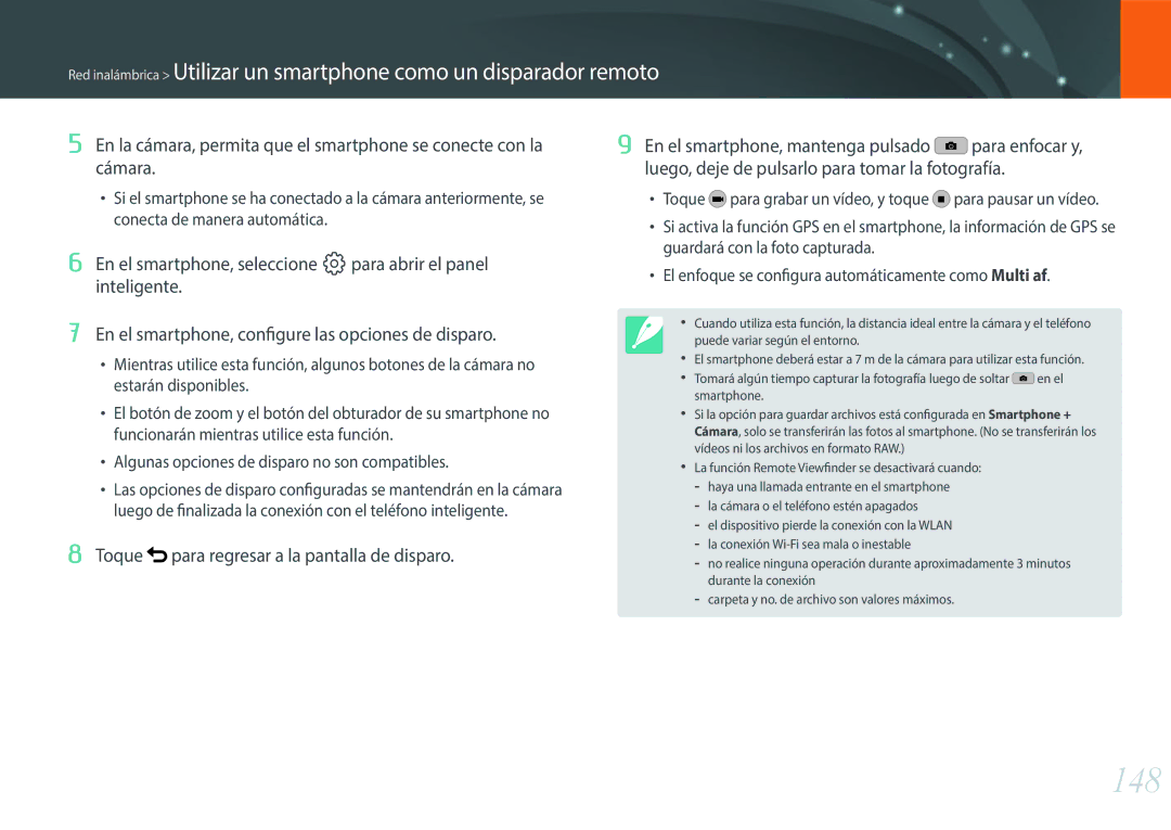 Samsung EV-NX30ZZBGBES manual 148, Toque para regresar a la pantalla de disparo 