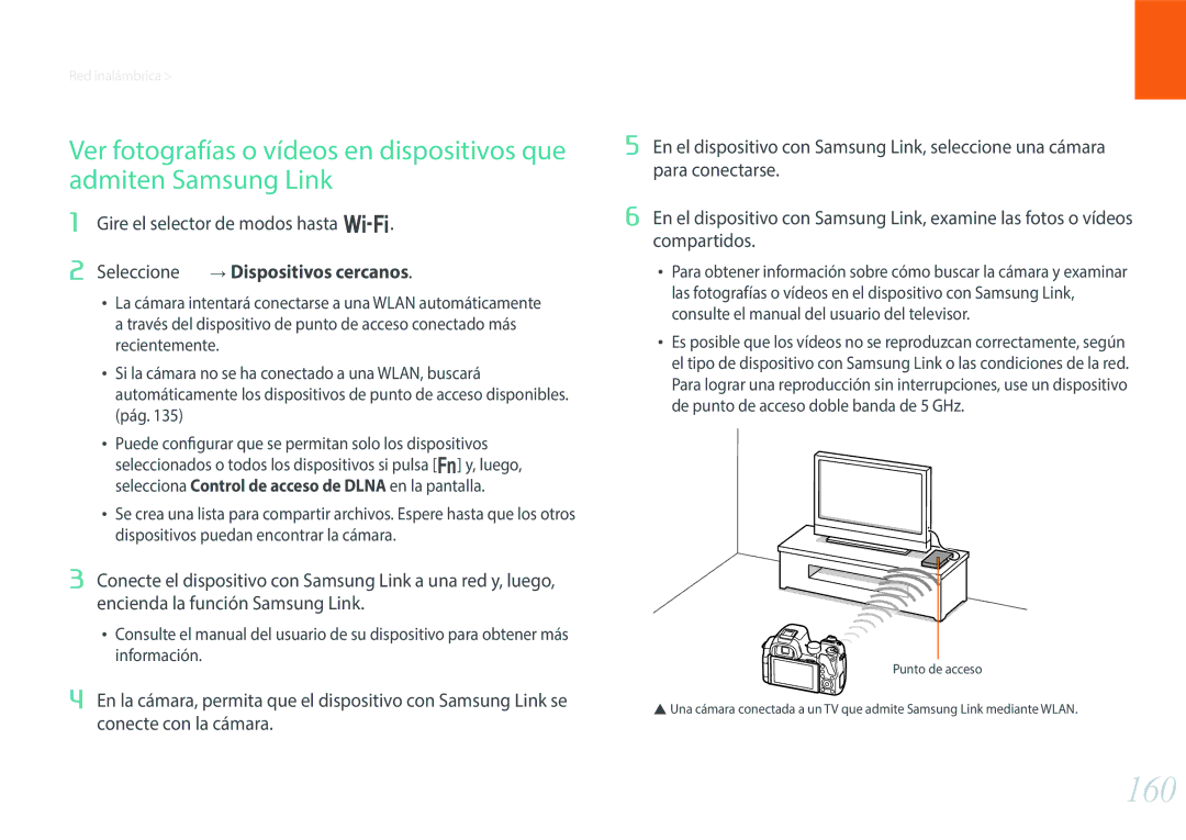 Samsung EV-NX30ZZBGBES manual 160, Gire el selector de modos hasta B, Seleccione Dispositivos cercanos 