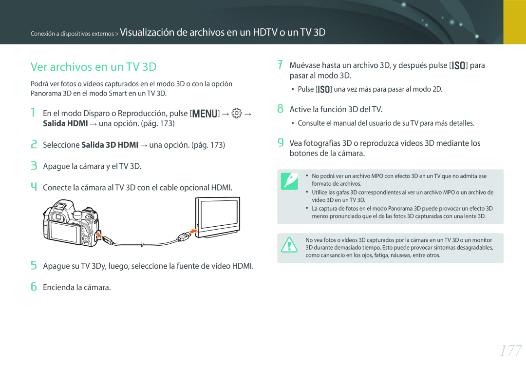 Samsung EV-NX30ZZBGBES manual 177, Ver archivos en un TV 3D 