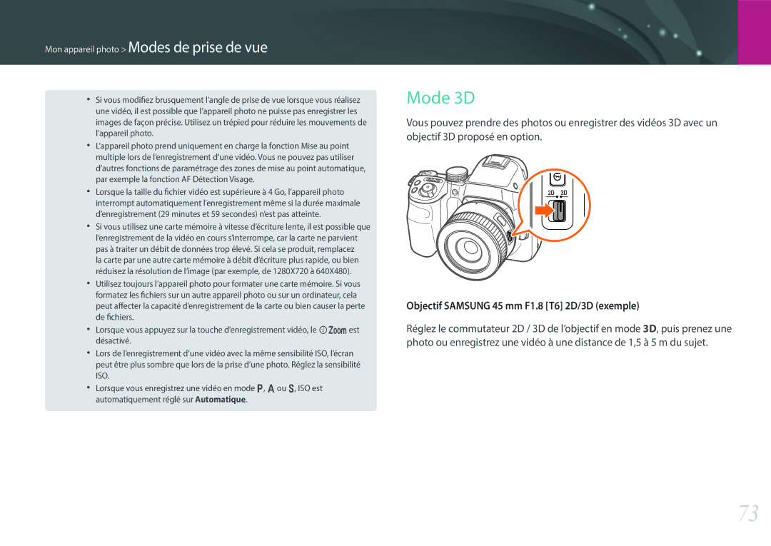 Samsung NX30PRD002/SEF, EV-NX30ZZBGBFR, NX30PRT002/SEF manual Mode 3D, Objectif Samsung 45 mm F1.8 T6 2D/3D exemple 