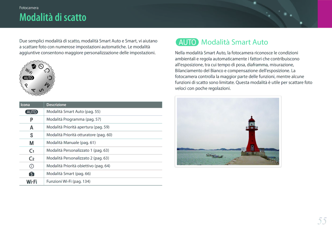 Samsung EV-NX30ZZBGBIT manual Modalità di scatto, TModalità Smart Auto 