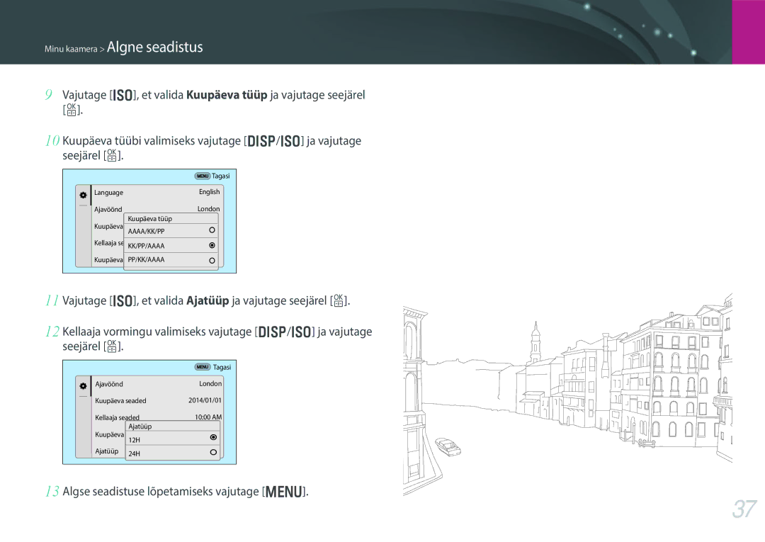 Samsung EV-NX30ZZBGBLV manual Algse seadistuse lõpetamiseks vajutage m 