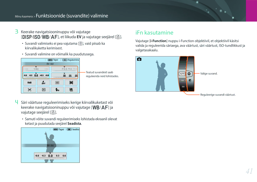 Samsung EV-NX30ZZBGBLV manual IFn kasutamine 