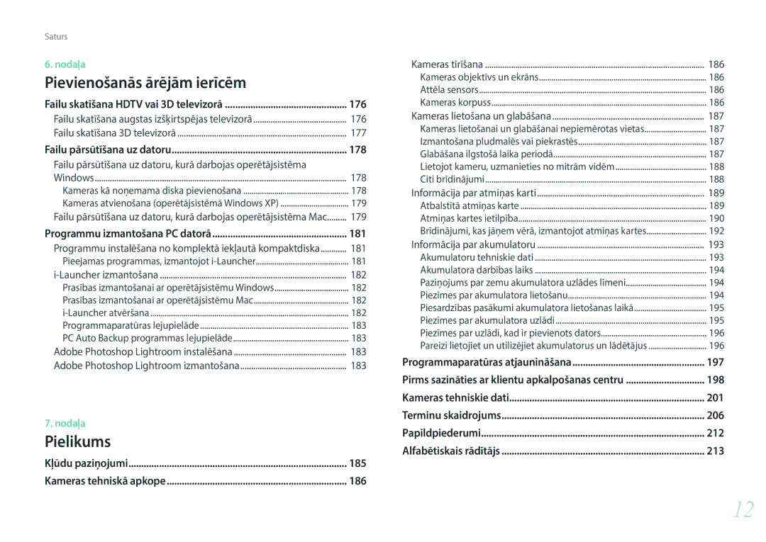 Samsung EV-NX30ZZBGBLV manual 176, 178, 181, 197, 198, 201, 206, 212, 213 