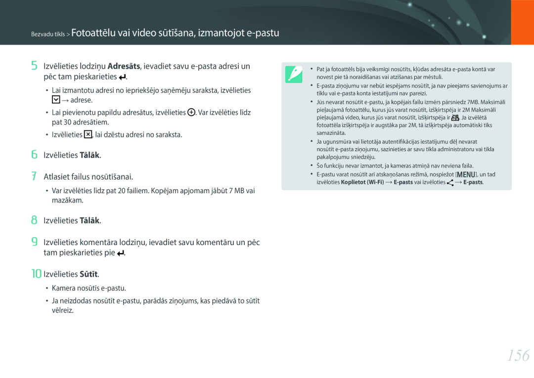 Samsung EV-NX30ZZBGBLV manual 156, Izvēlieties Tālāk Atlasiet failus nosūtīšanai 