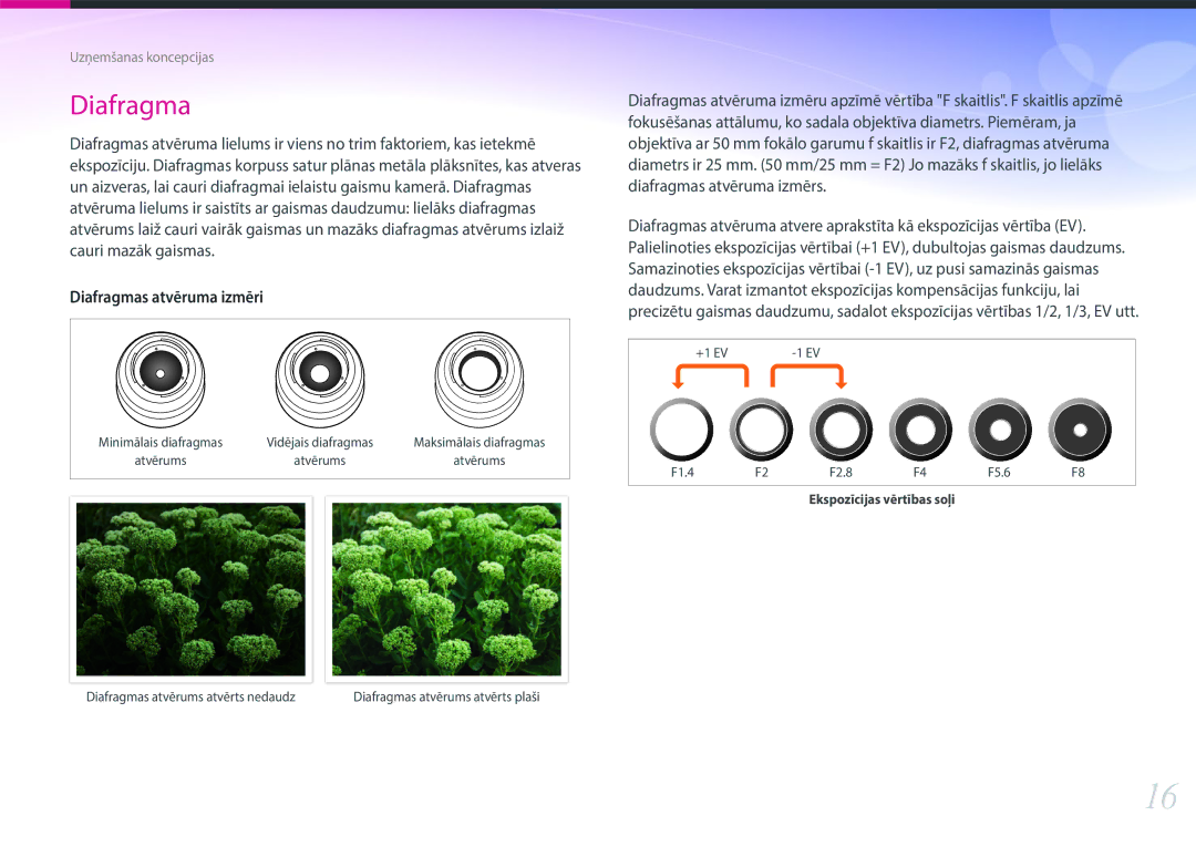 Samsung EV-NX30ZZBGBLV manual Diafragma 