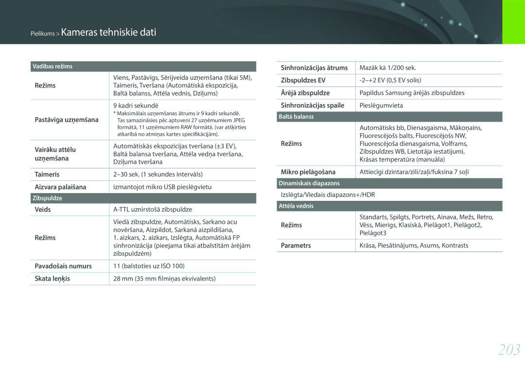 Samsung EV-NX30ZZBGBLV manual 203 