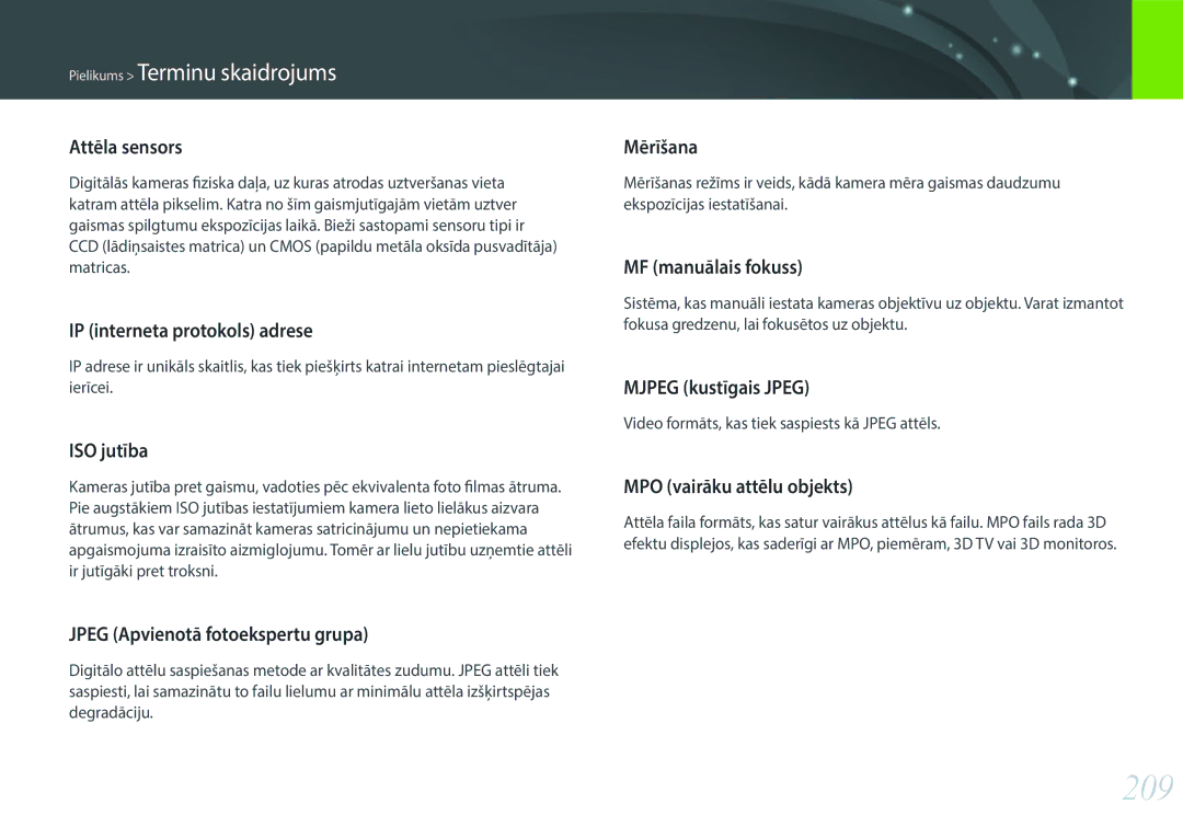 Samsung EV-NX30ZZBGBLV manual 209 